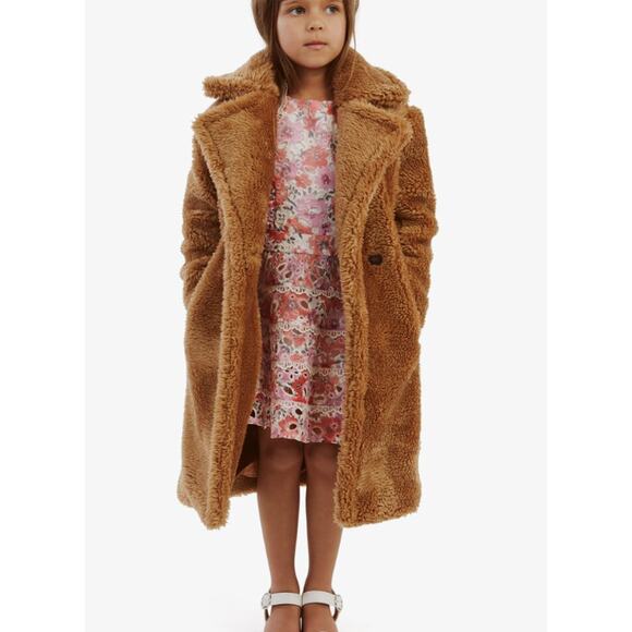 BARDOT Junior Girl's Izzy Long Teddy Coat Size 14 Camel Tan NWT - Picture 1 of 9